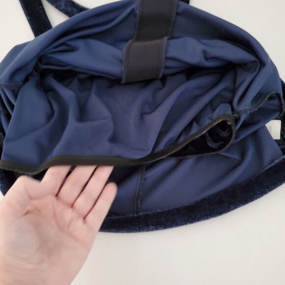 Atina Christina Velvet Halter Top Draped Navy Blue Sz S Y2K Party Coquette Glam - Picture 4 of 9